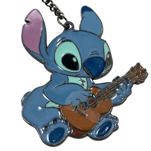 Disney Lilo & Stitch Keychain Guitar Ukulele Aulani Resort Hawaii Enamel Blue